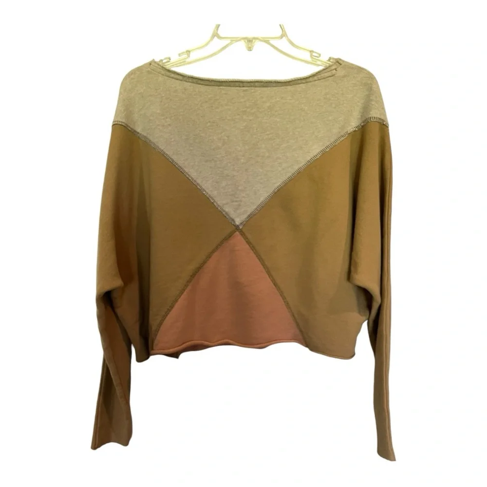 Free People Montauk colorblock pullover top shirt sweater oversized size XS